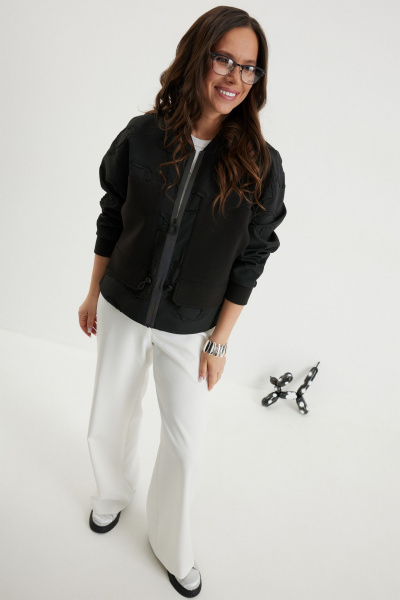 Брюки, бомбер Магия моды 2696 черный/молочный - фото 5