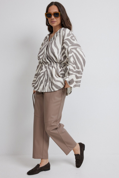 Брюки, жакет Магия моды 2698 коричневый/молочный - фото 3