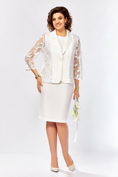 Жакет, платье Ольга Стиль С-997 белое-молоко - фото 5