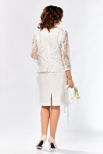 Жакет, платье Ольга Стиль С-997 белое-молоко - фото 3