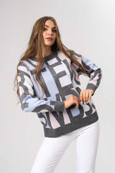 Джемпер BONADI BS18 серый-голубой - фото 5