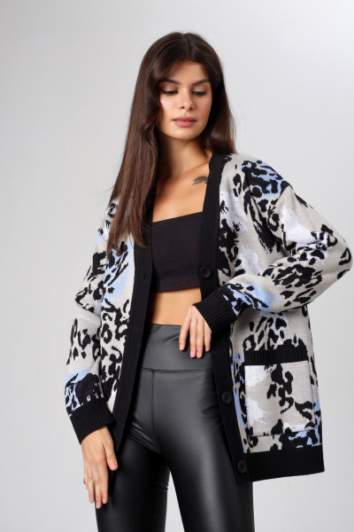 Кардиган BONADI BS43 черный-голубой - фото 8