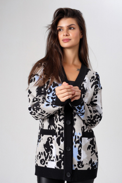 Кардиган BONADI BS43 черный-голубой - фото 2