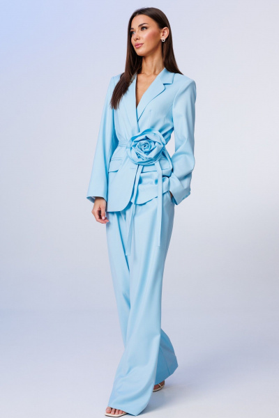 Брюки, жакет, пояс Ларс Стиль 1199/1 голубой - фото 7