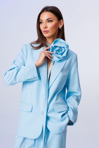 Брюки, жакет, пояс Ларс Стиль 1199/1 голубой - фото 6