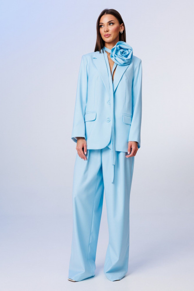Брюки, жакет, пояс Ларс Стиль 1199/1 голубой - фото 5