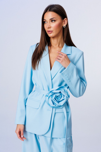 Брюки, жакет, пояс Ларс Стиль 1199/1 голубой - фото 3
