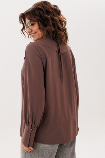 Блуза Anelli 1679 молочный-шоколад - фото 7