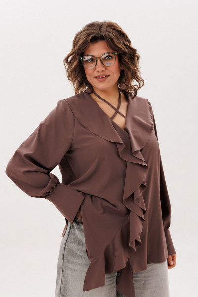 Блуза Anelli 1679 молочный-шоколад - фото 1