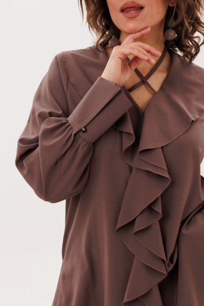Блуза Anelli 1679 молочный-шоколад - фото 5