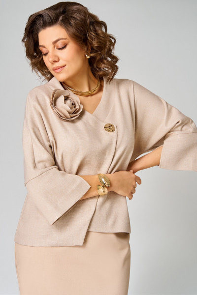Жакет, юбка Мишель стиль 1346 бежевый - фото 9