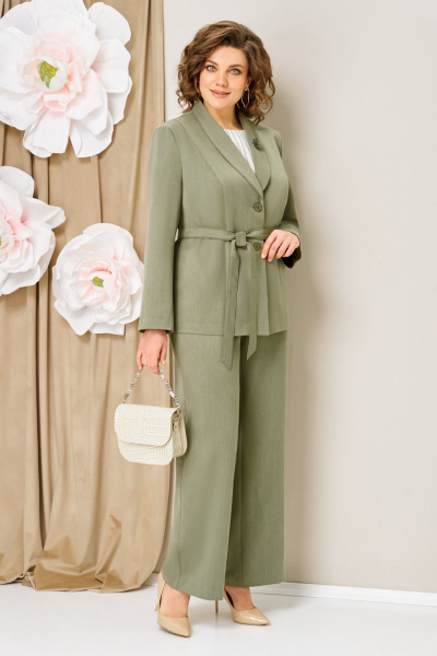 Блуза, брюки, жакет VOLNA 1462 олива - фото 1