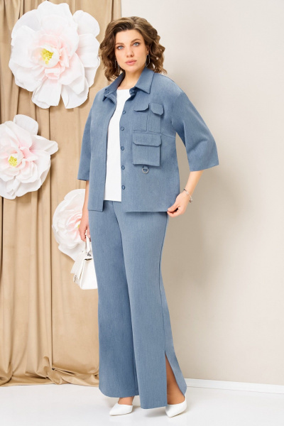 Блуза, брюки, жакет VOLNA 1463 голубой - фото 2