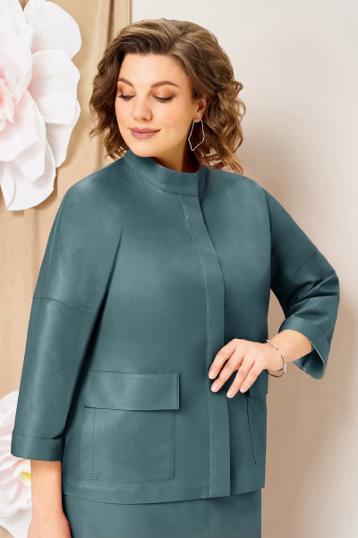 Блуза, жакет, юбка VOLNA 1464 мятно-изумрудный - фото 2