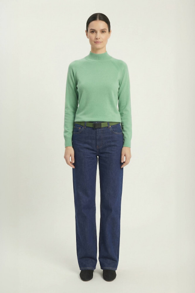 Демисезонный свитер прямого силуэта реглан с двойной стойкой Полесье С3316-15 5С1754-Д43 170,176 малахитовый_зеленый_16-5917 - фото 4