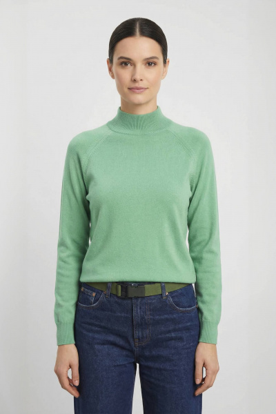 Демисезонный свитер прямого силуэта реглан с двойной стойкой Полесье С3316-15 5С1754-Д43 170,176 малахитовый_зеленый_16-5917 - фото 3