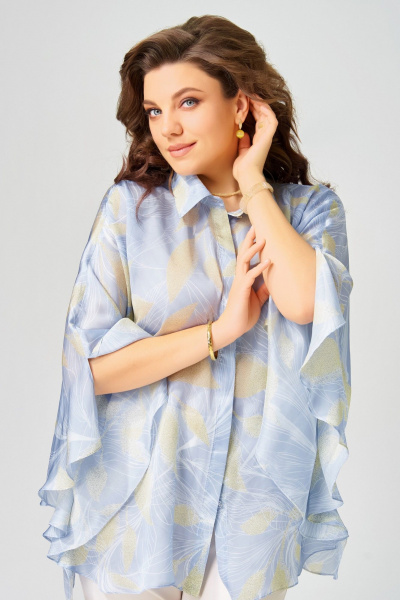 Блуза Fita 203412 бежево-голубой - фото 7