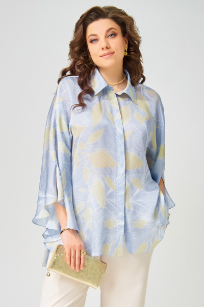 Блуза Fita 203412 бежево-голубой - фото 4