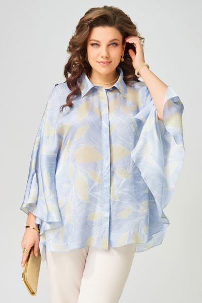 Блуза Fita 203412 бежево-голубой - фото 3