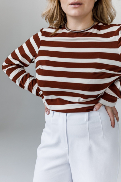 Лонгслив JoEmber 25 белый-коричневый - фото 4