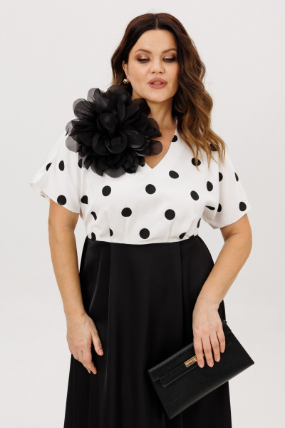 Брошь, платье ANIDEN 721-5 черно-белый - фото 7