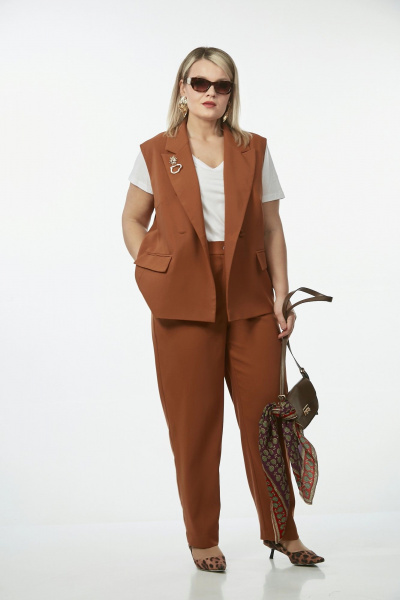 Брюки, жилет OVERYOU М241/1 миндаль - фото 7