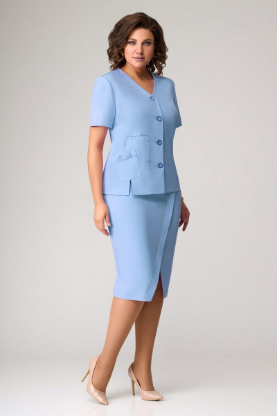 Жакет, юбка Мишель стиль 1057-2 голубой - фото 8