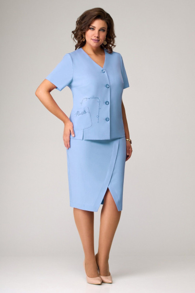 Жакет, юбка Мишель стиль 1057-2 голубой - фото 6