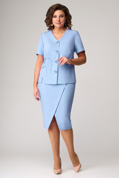 Жакет, юбка Мишель стиль 1057-2 голубой - фото 4