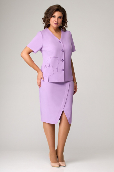 Жакет, юбка Мишель стиль 1057-2 лиловый - фото 1