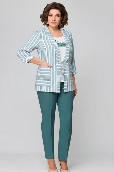 Блуза, брюки, жакет Мишель стиль 1133-3 изумруд - фото 1