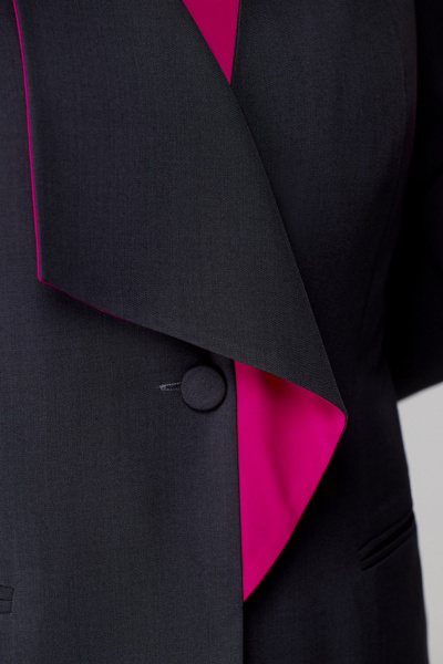 Блуза, брюки, жакет Мишель стиль 1145-1 черный/фуксия - фото 6