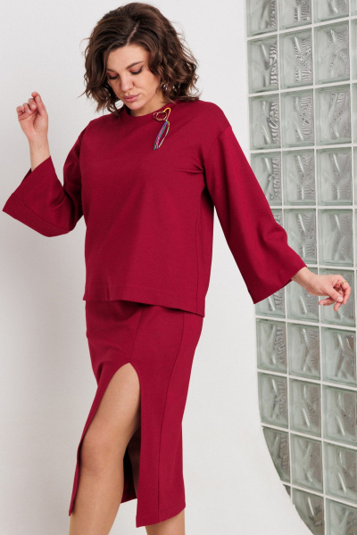 Свитшот, юбка BegiModa 3105 бордо - фото 3