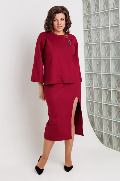 Свитшот, юбка BegiModa 3105 бордо - фото 1