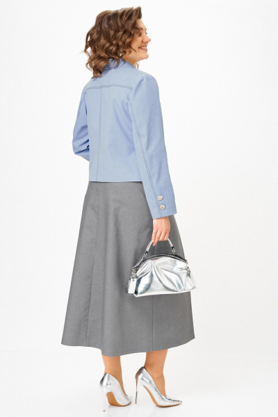 Жакет, юбка Aira Style 24139 серо-голубой - фото 14