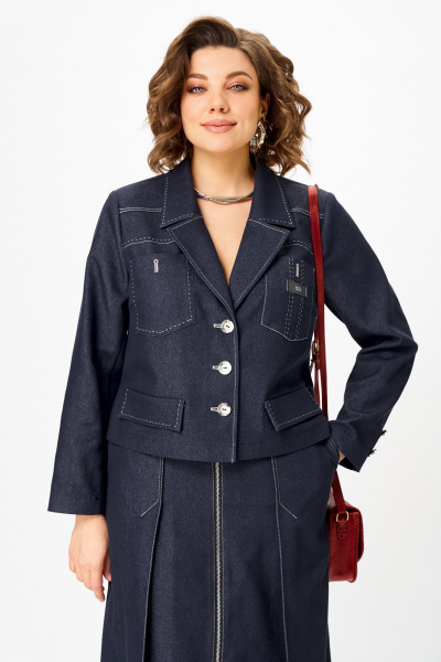 Жакет, юбка Aira Style 24139 синий - фото 11