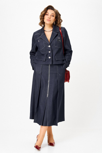 Жакет, юбка Aira Style 24139 синий - фото 5