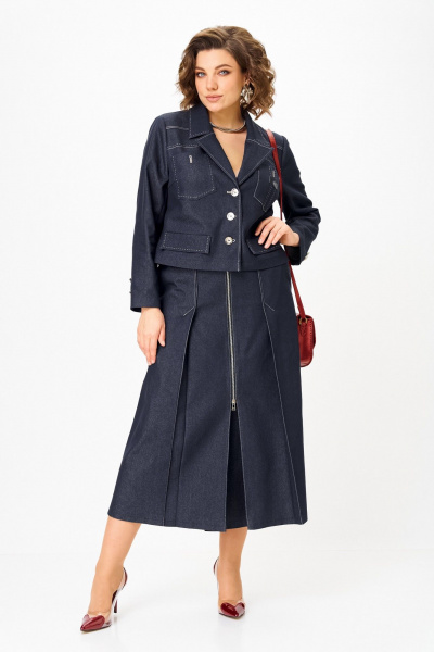 Жакет, юбка Aira Style 24139 синий - фото 4