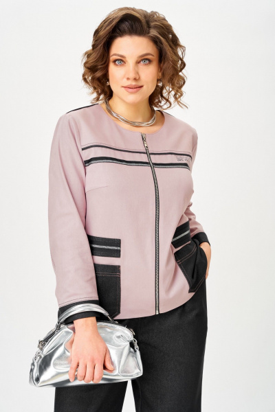 Брюки, жакет Aira Style 24249 пудра-графит - фото 8