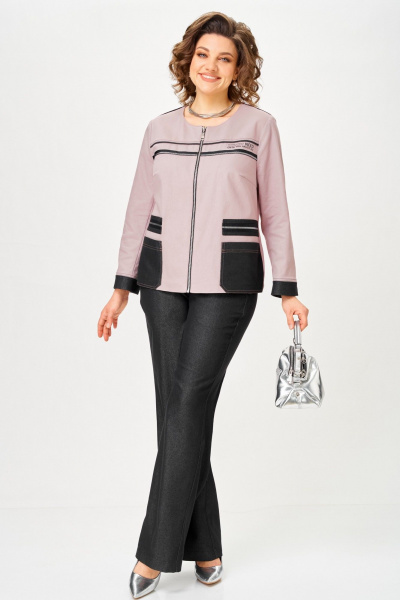 Брюки, жакет Aira Style 24249 пудра-графит - фото 6