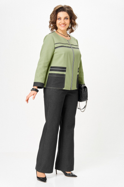 Брюки, жакет Aira Style 24249 зеленый-графит - фото 10