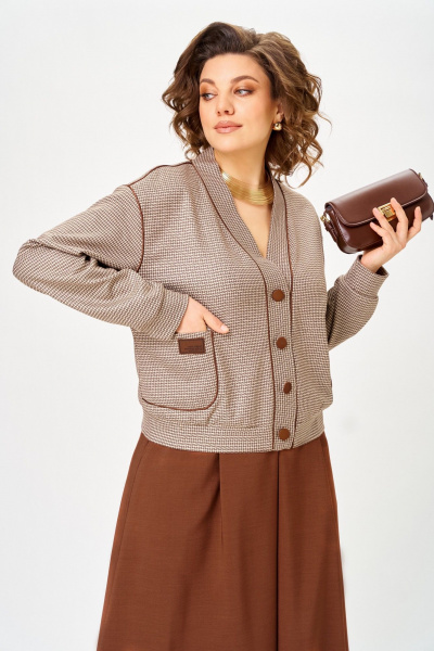Жакет, юбка Aira Style 24131 бежево-коричневый - фото 10