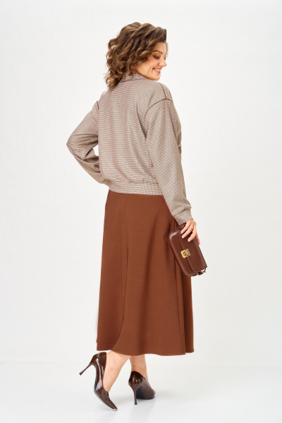 Жакет, юбка Aira Style 24131 бежево-коричневый - фото 8