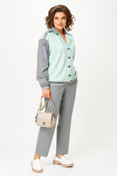 Брюки, жакет Aira Style 24231 мятно-серый - фото 6