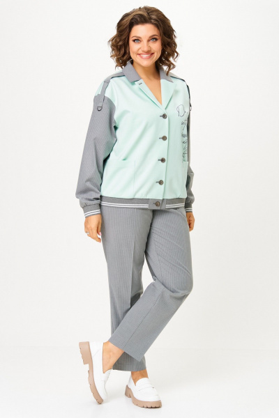 Брюки, жакет Aira Style 24231 мятно-серый - фото 5