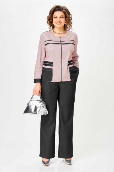 Брюки, жакет Aira Style 24231 пудра-серый - фото 1