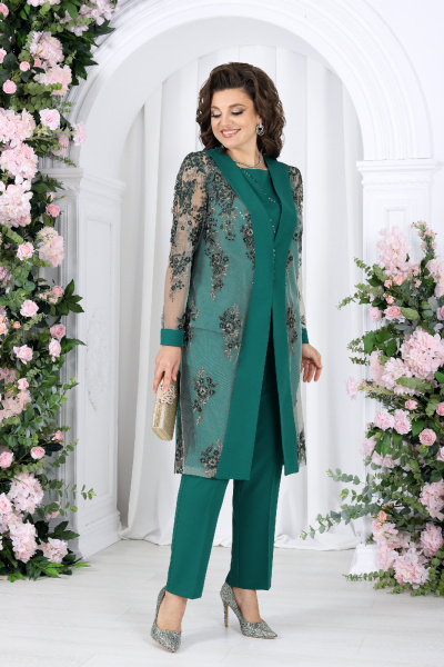 Блуза, брюки, кардиган Ninele 6038 изумруд - фото 9
