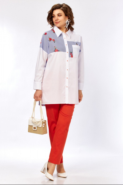 Белая блузка из ткани решелье с нагрудным карманом и застежкой Matini 4.1530/1 - фото 9