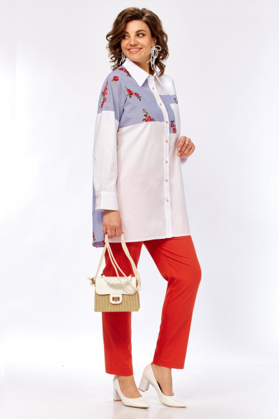 Белая блузка из ткани решелье с нагрудным карманом и застежкой Matini 4.1530/1 - фото 8