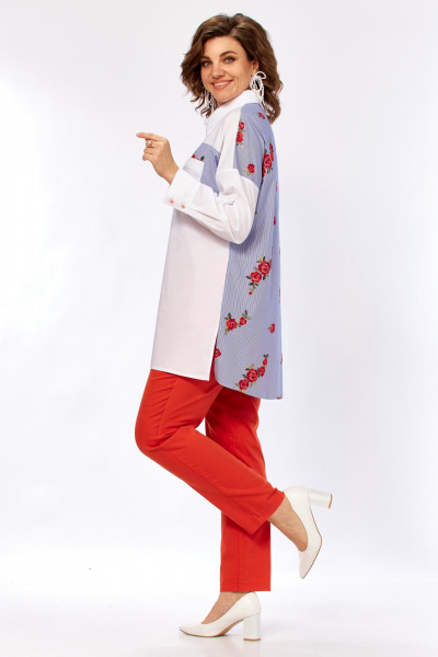 Белая блузка из ткани решелье с нагрудным карманом и застежкой Matini 4.1530/1 - фото 4